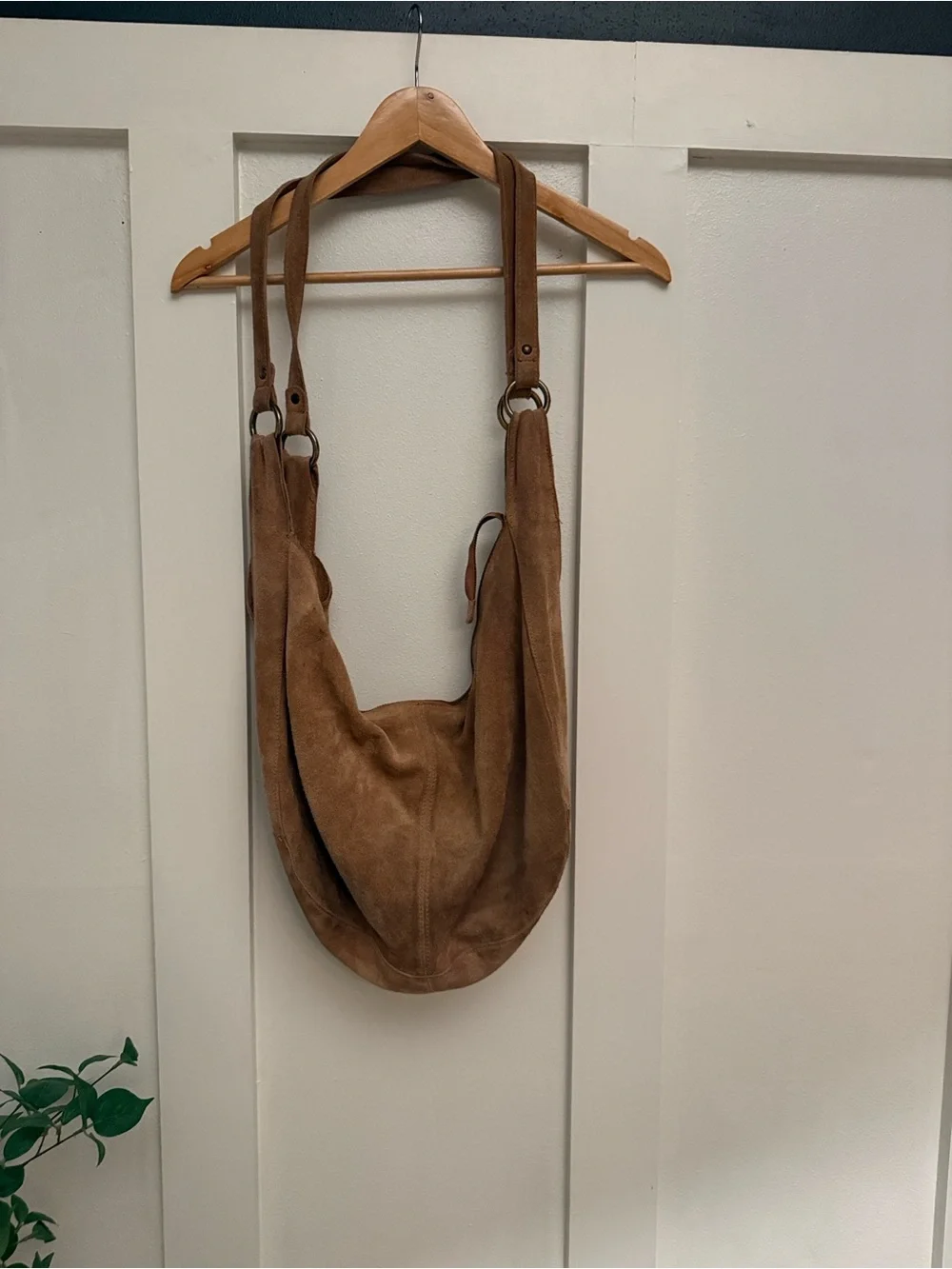 Free People Suede Hobo Shoulder Bag in Blush Tan